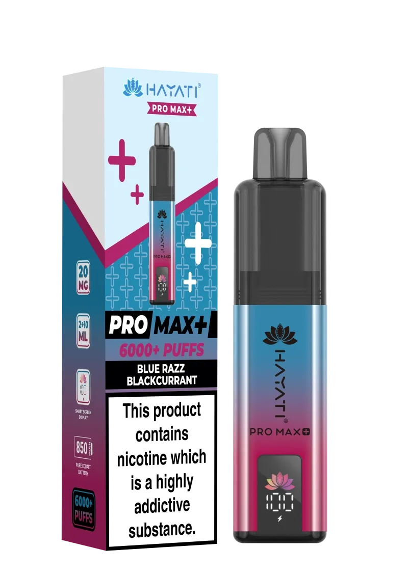 hayati pro max plus 6000 blue razz balckcurrent vape kit image