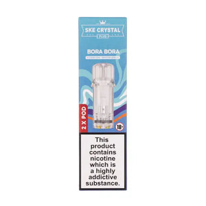 Bora Bora Crystal Plus Prefilled Pods by SKE packaging with nicotine warning label
