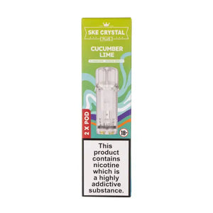 Cucumber Lime Crystal Plus Prefilled Pods by SKE packaging with 2 pods per pack and nicotine warning.