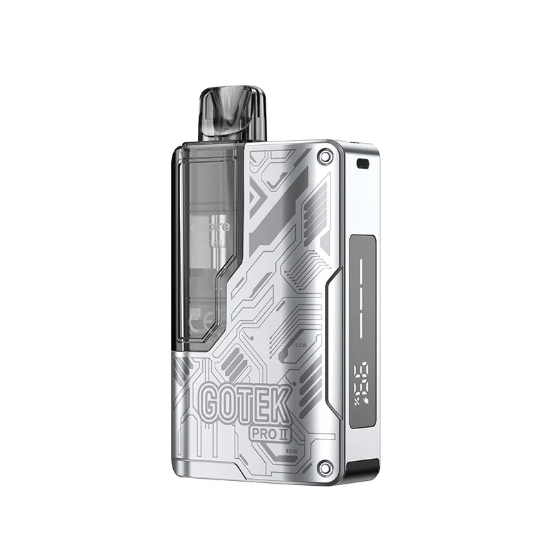 Aspire Gotek Pro 2 silver Vape Kit in Gunmetal with 2ml Gotek V2 pod