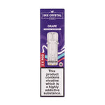 Grape Crystal Plus Prefilled Pods by SKE packaging showing grape flavor and nicotine warning.