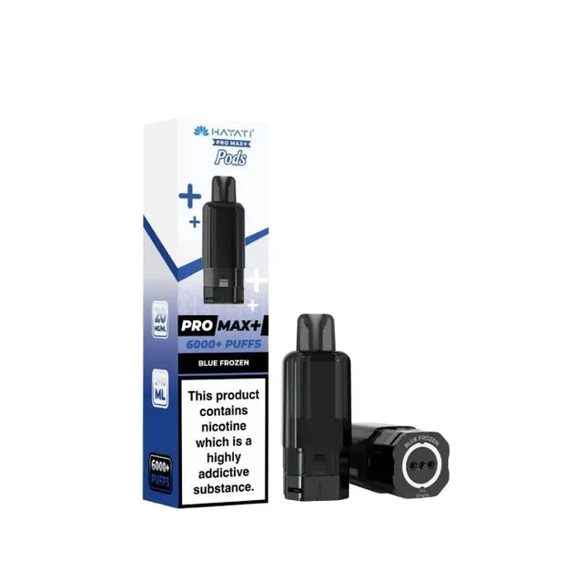 hayati pro max plus Vape device and packaging on a white background