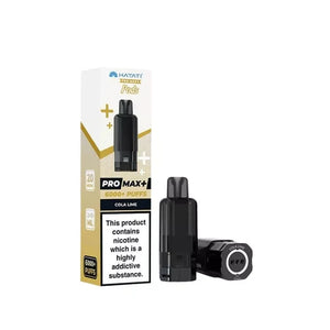 Vaping device and packaging on a white background