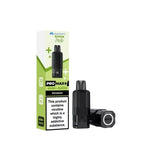hayati pro max plus Vaping device and packaging with nicotine warning label on a white background