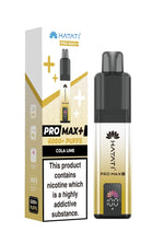 Hayati Pro Max+ vaping device and packaging on a white background