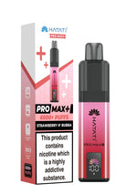 Pink and black vape device with 'Hayati' branding and packaging on a white background.