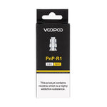 Five VooPoo PnP R1 replacement coils laid out