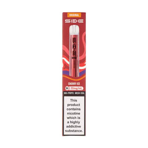 SKE Crystal Bar 600 Cherry Ice Prefilled Pod Kit packaging with details and warning labels.