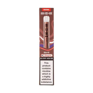 SKE Crystal Bar 600 Cola Ice Prefilled Pod Kit packaging with nicotine warning and 600 puffs information.