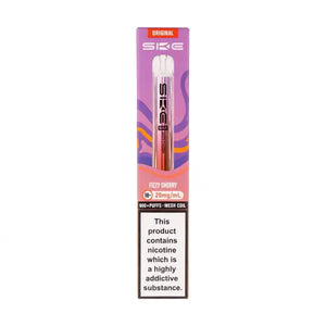 SKE Crystal Bar 600 Fizzy Cherry Prefilled Pod Kit packaging showcasing cherry flavor and nicotine content.