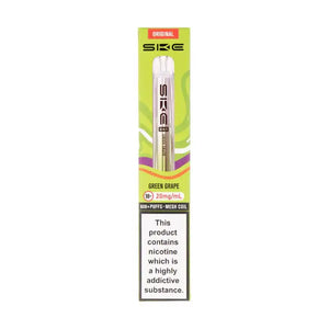 SKE Crystal Bar 600 Green Grape Prefilled Pod Kit showcasing the product's packaging and nicotine content details.