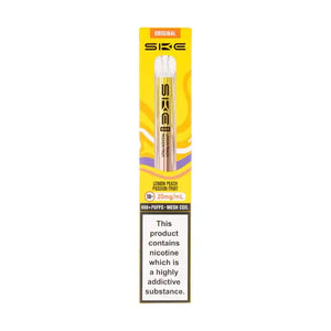 SKE Crystal Bar 600 Lemon Peach Passion Fruit Prefilled Pod Kit on display with user instructions and warnings.