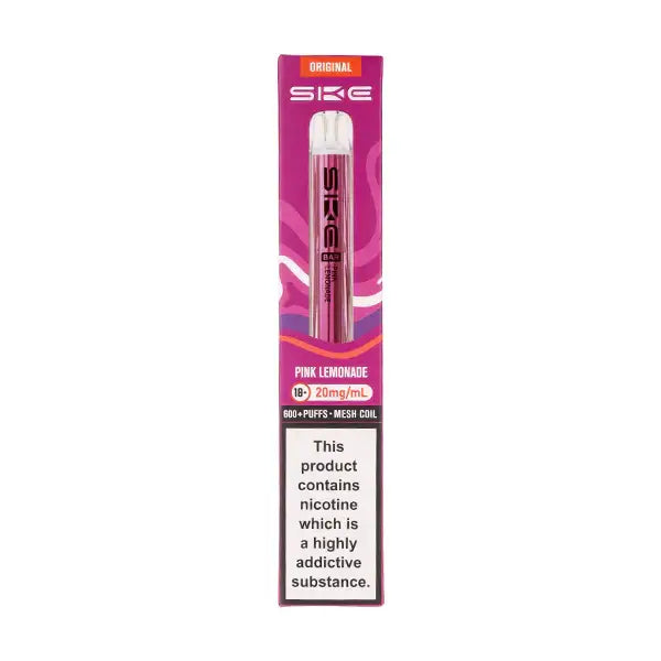 SKE Crystal Bar 600 Pink Lemonade Prefilled Pod Kit packaging showcasing the product details and flavor options