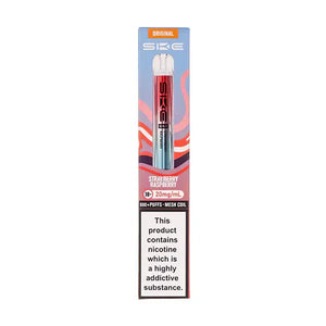 SKE Crystal Bar 600 Strawberry Raspberry Prefilled Pod Kit featuring stylish design and nicotine warning.