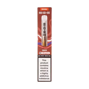 SKE Crystal Bar 600 Tobacco Prefilled Pod Kit packaging highlighting nicotine content and mesh coil features.
