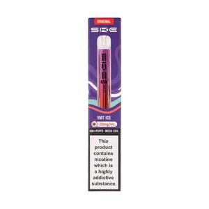 SKE Crystal Bar 600 VMT Ice Prefilled Pod Kit packaging with nicotine warning and 20mg/ml strength.
