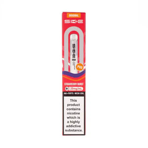 Strawberry Burst Crystal Bar 600 Prefilled Pod by SKE packaging showing flavor details and nicotine information.