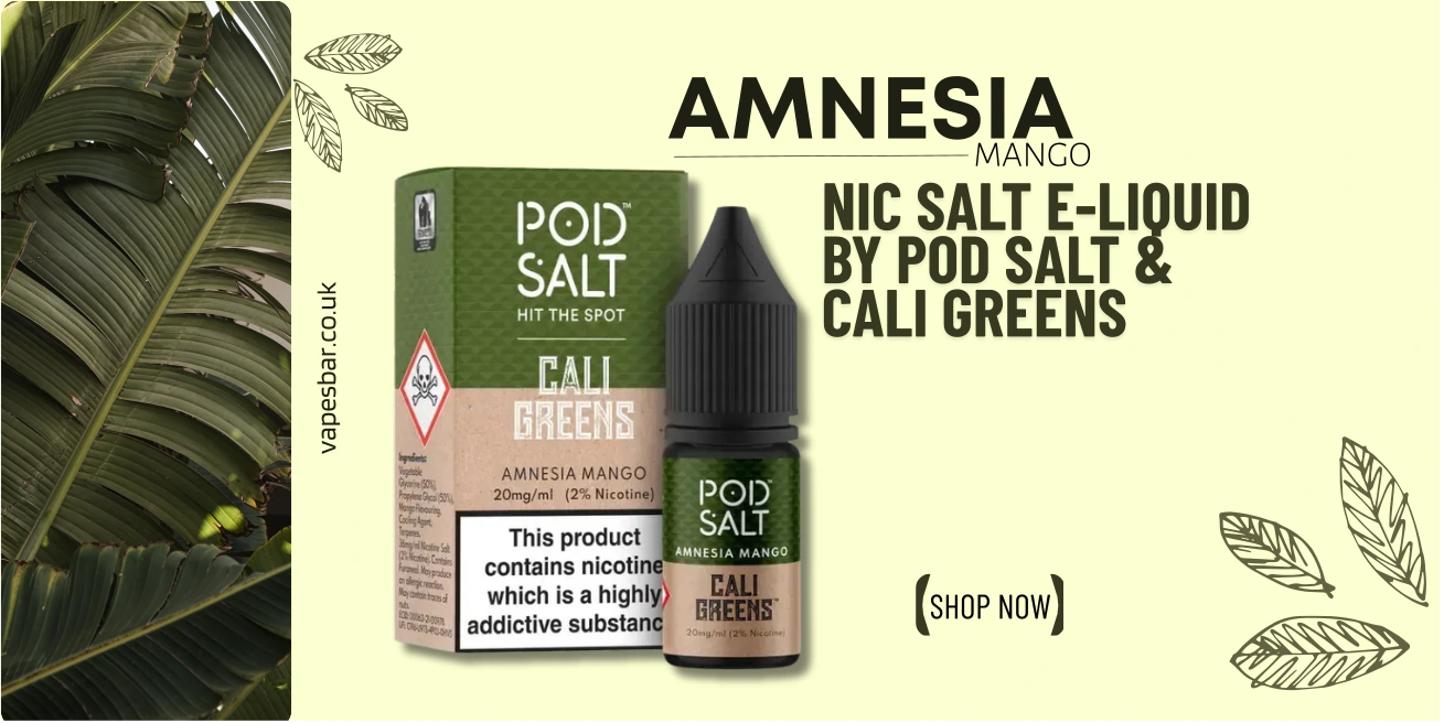 Amnesia Mango Nic Salt E-Liquid by pod Salt & Cali Green 
