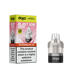Vaporesso Dojo Blast 10K Watermelon Ice Prefilled Pods packaging and product showing 20 mg/ml nicotine content.