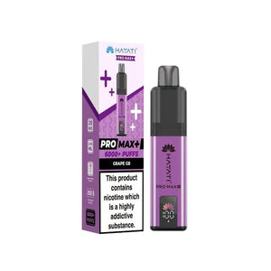 Purple vape device with packaging on a white background