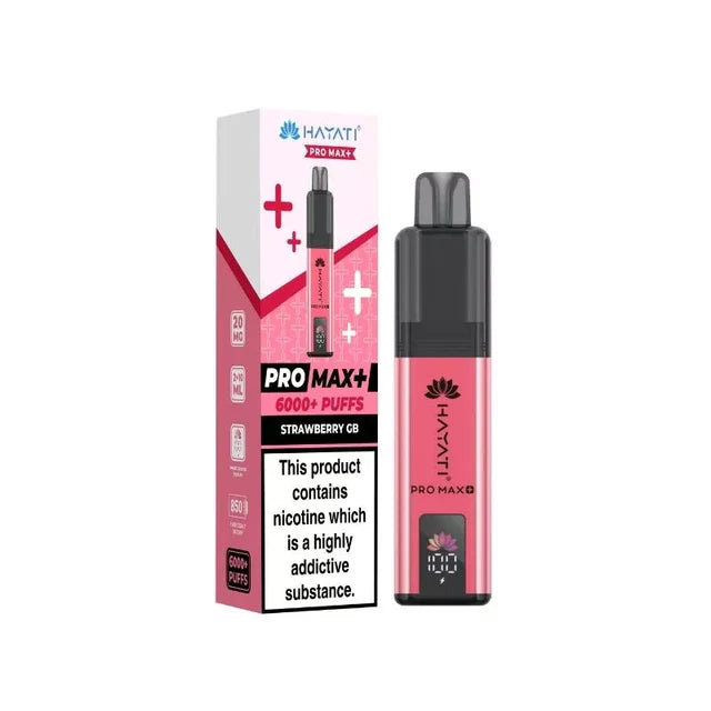 Hayat Pro Max+ vape device and packaging on a white background