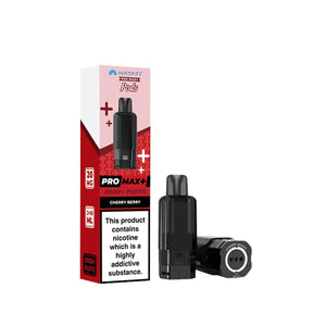 Vape device and packaging with cherry berry flavor on a white background