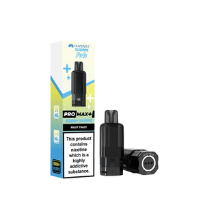 Vape device and packaging with 'Pro Max' branding on a white background