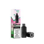 Vape device and packaging with 'Pro Max+' branding on a white background