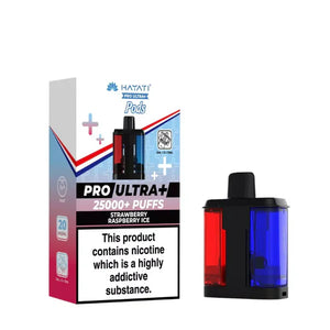 Hayati Pro Ultra+ vape device and packaging on a white background