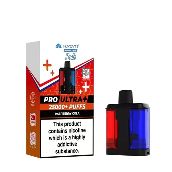 Vaping device and packaging with visible branding on a white background