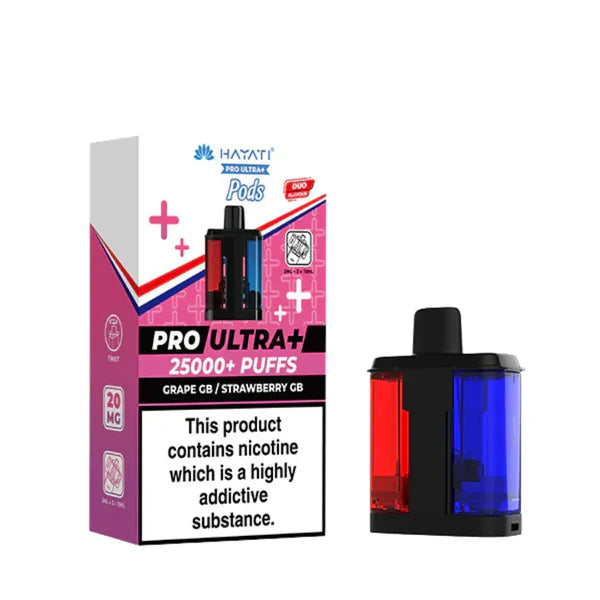Hayat Pro Ultra+ vape device and packaging on a white background