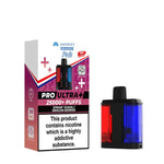 Vape device and packaging with 'Pro Ultra+' branding on a white background