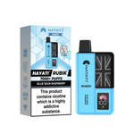 Hayati Rubik 7000 Prefilled Pod Kit in Blue Sour Raspberry flavor with packaging, designed for 7000 puffs.