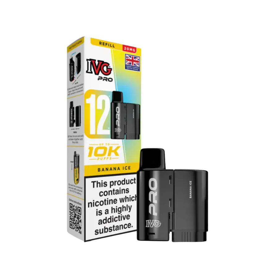 IVG Pro vaping device and packaging on a white background