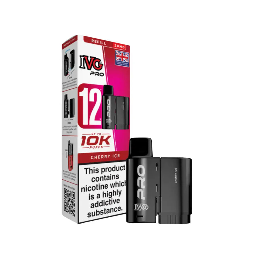 IVG Pro vaping device and packaging on a white background