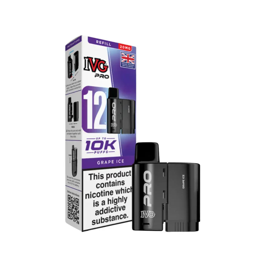 IVG Pro vaping device and refill pack on a white background