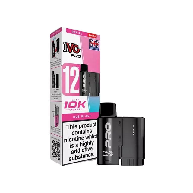 IVG Pro vaping device and packaging on a white background