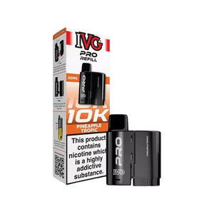 IVG Pro refill packaging with black vape device on a white background