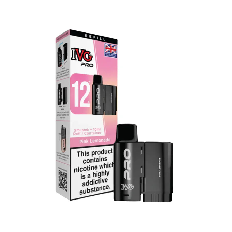 IVG Pro vaping device and packaging on a white background