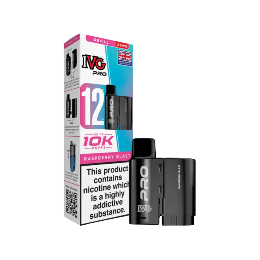 IVG Pro vaping device and packaging on a white background