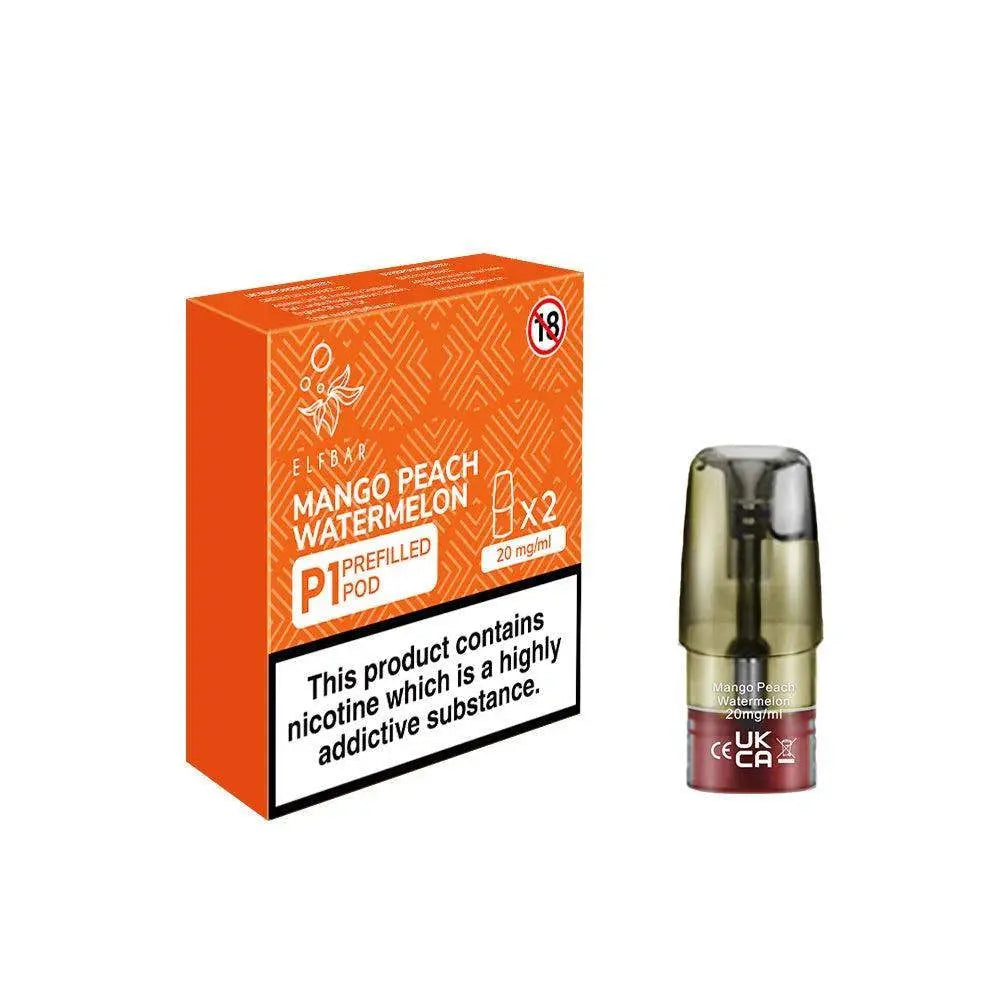 Mango Peach Watermelon Elf Bar Mate P1 Prefilled Pod