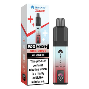 Hayati Pro Max+ vape device and packaging on a white background