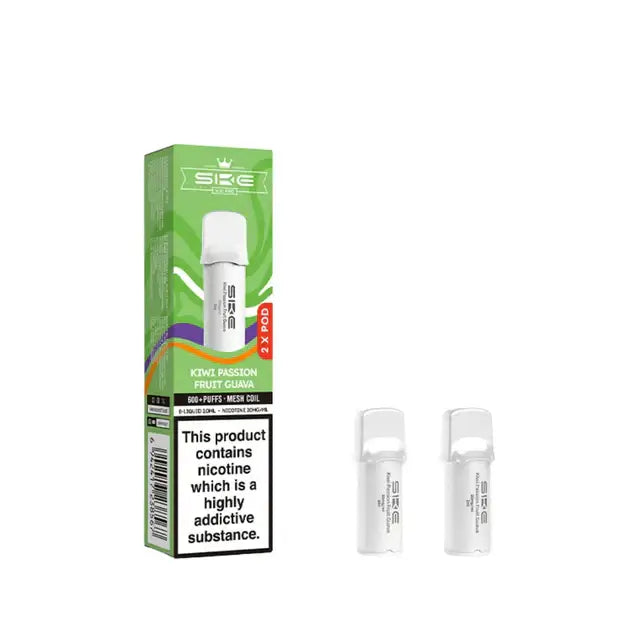 SKE Crystal Pro Kiwi Passionfruit Guava Prefilled Pods product image showcasing packaging and pods.