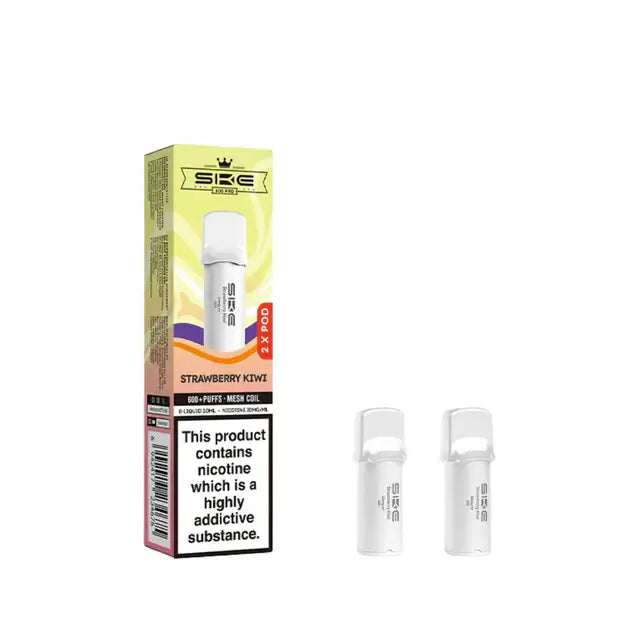 SKE Crystal Pro Strawberry Kiwi Prefilled Pods packaging with two pods displayed.